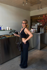 Black Fold Over Wide Leg Pants