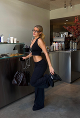 Black Fold Over Wide Leg Pants