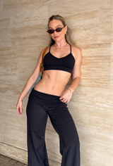 Black Fold Over Wide Leg Pants