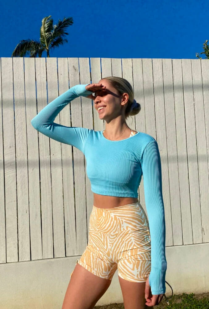 Ice Blue Long Sleeve Crop